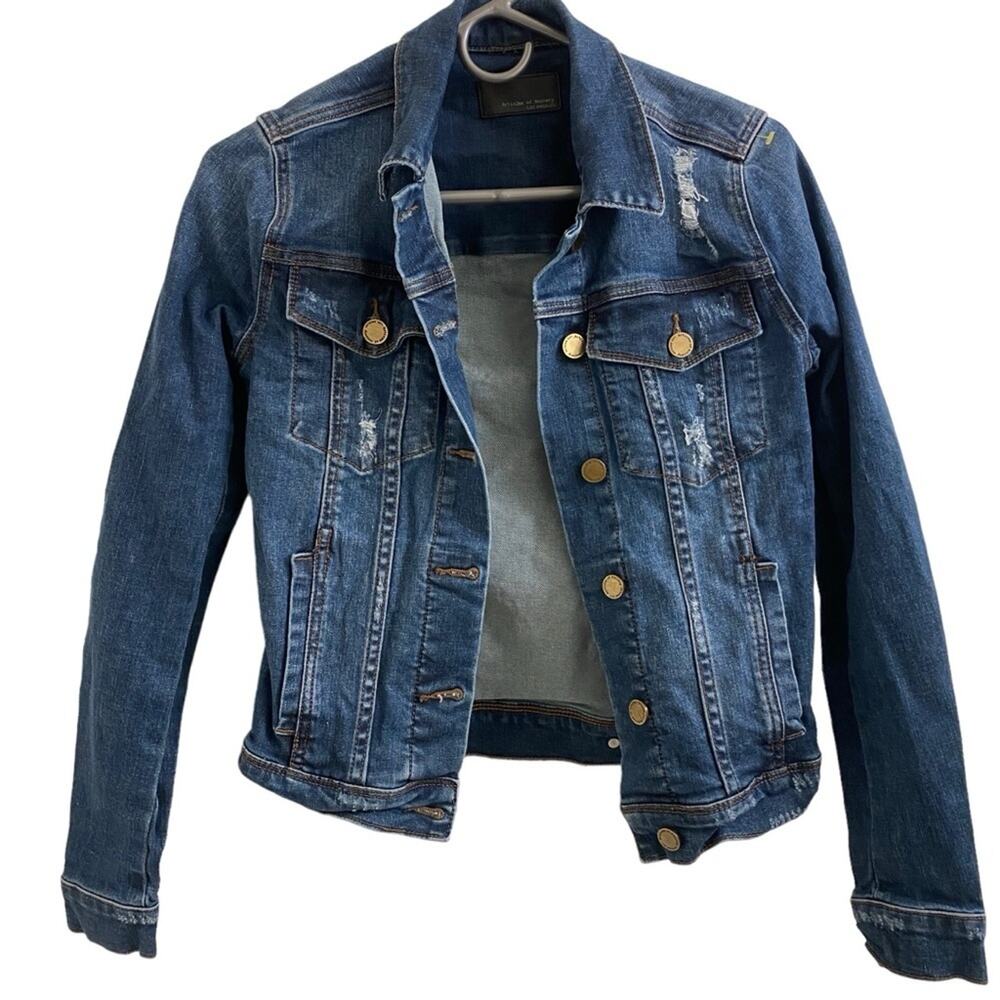 Articles of Society Denim Distressed Button Down Jean Jacket Sz XS‎